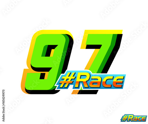 Automotive and sport racing number 97 effect design in white background