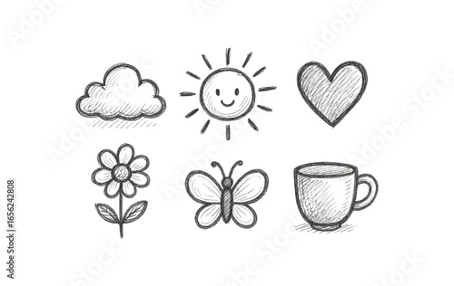 hand drawn cute doodle ink line art style line monochrome monochrome isolated on white background graphite line art (uses): sketching outlining texturing illustrating detailing