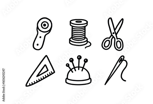 hand drawn cute doodle ink line art style line monochrome monochrome isolated on white background fabric notch cutter (uses): trimming marking shaping cutting edging finishing