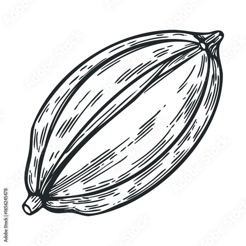 Cacao pod illustration for culinary applications and design purposes