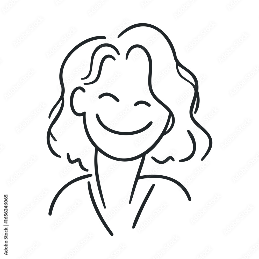 Obraz premium Happy woman with curly hair expressing joy and positivity