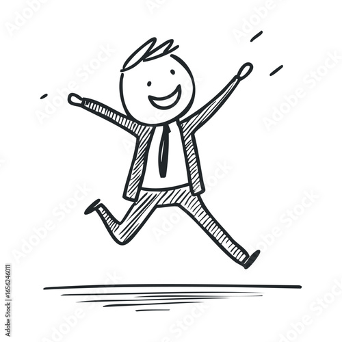 Joyful businessman celebrating success with spirited jump
