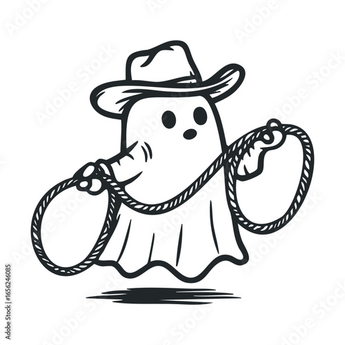 Cowboy ghost with lasso for Halloween decor and graphic design