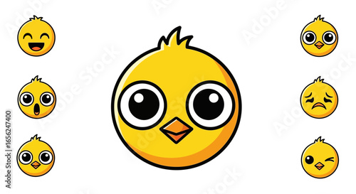 Cute Baby Chick Faces Expressions Pattern Design