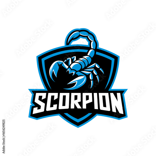 A fierce scorpion mascot positioned over a robust shield, creating a sense of aggression and resilience