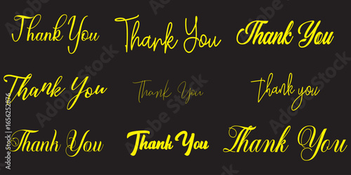 Thank you poster. printable card with thank you handwritten calligraphy vector, letter, text, lettering design for business, compliment, speech, gratitude appreciation Thank you calligraphy text. 