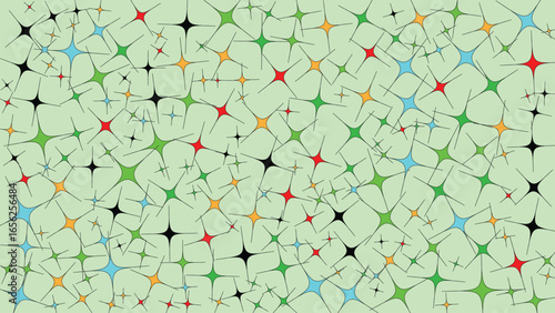 Starburst shapes on light green background. Ideal for use in graphic design projects, marketing materials, and celebratory designs.
