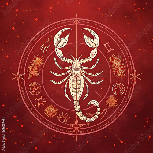 scorpio zodiac sign red background horoscope