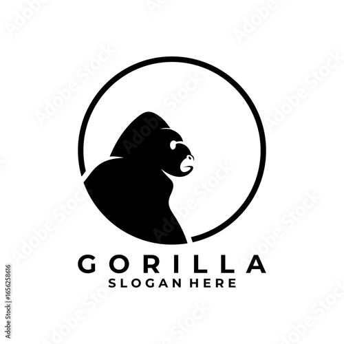 Gorilla with line circle logo design icon