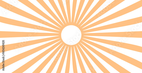 Simple  background with orange-yellow stripes. Sunburst radial vector.