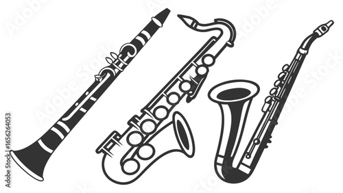 Illustration of a clarinet and saxophone