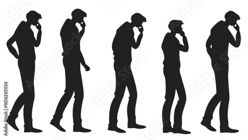 Silhouettes of men in various poses