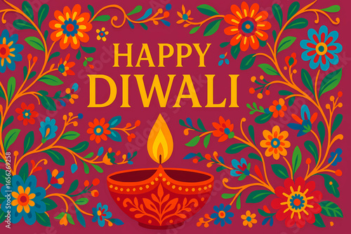 Golden diya, candle with inscription on the background of 