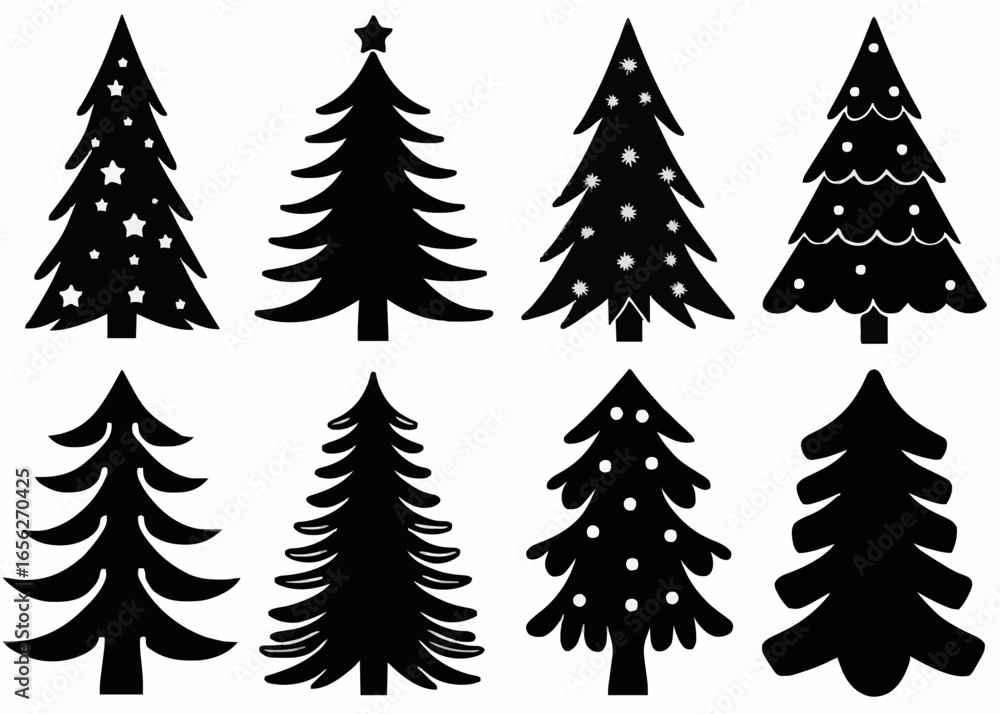 Obraz premium Christmas Tree Silhouettes