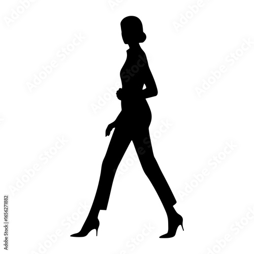 Woman walking in heels silhouette high heels