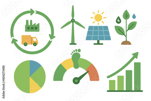 Sustainable Development and Renewable Energy Icons