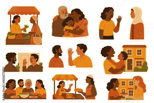 Diverse people interacting in everyday scenes