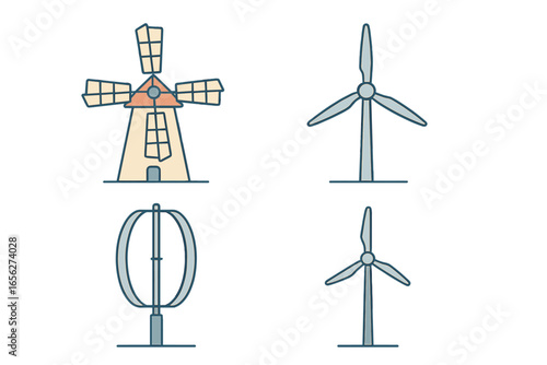 Wind Turbines and Windmills Set