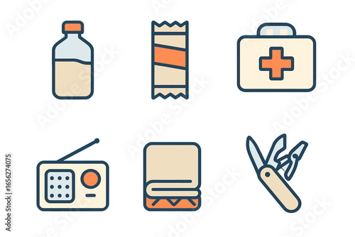 Survival Gear Icons Set