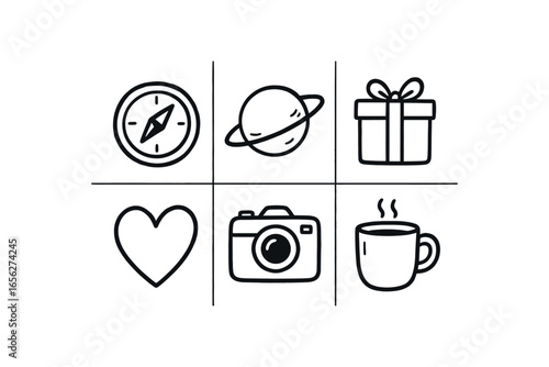 ? hand drawn cute doodle ink line art style line monochrome monochrome isolated on white background navigation needle (uses): pointing orienting guiding aligning marking navigating