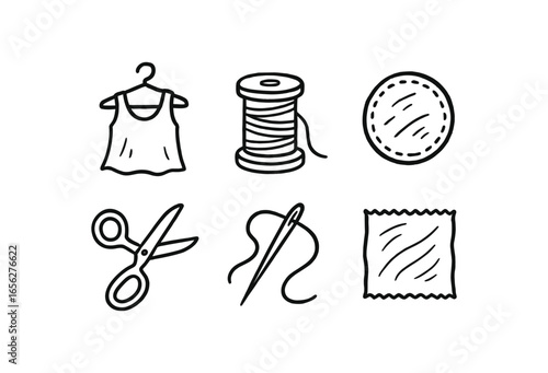 hand drawn cute doodle ink line art style line monochrome monochrome isolated on white background fabric hem cutter (uses): trimming edging shaping cutting shortening finishing
