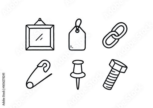 hand drawn cute doodle ink line art style line monochrome monochrome isolated on white background nu shape (uses): framing hanging linking bracing supporting joining
