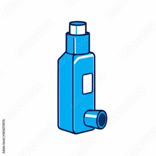 Inhaler with blue design for asthma relief and respiratory support  
