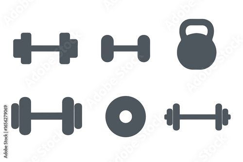 Dumbbell and Kettlebell Weightlifting Icons
