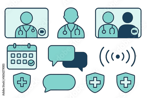 Telehealth and Healthcare Communication Icons
