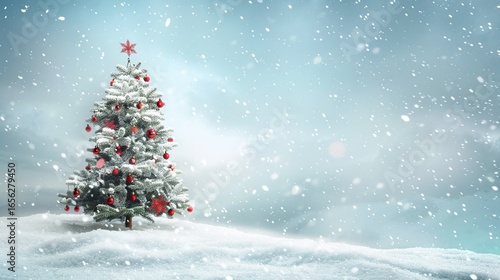 Festive Christmas Snow Scene Background with Serene Winter Ambiance