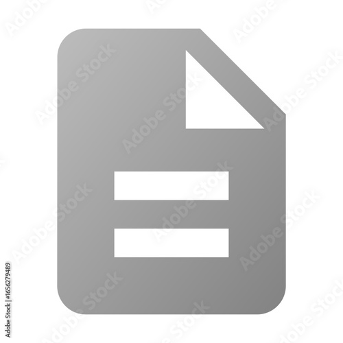 Simple gray icon representing a document with horizontal lines, suitable for digital platforms and user interfaces.