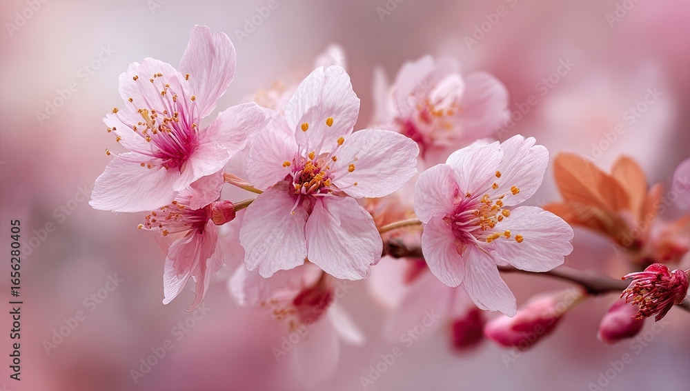 Obraz premium Delicate pink cherry blossoms in soft focus