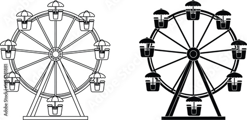 Ferris wheel vector illustration amusement park fairground ride