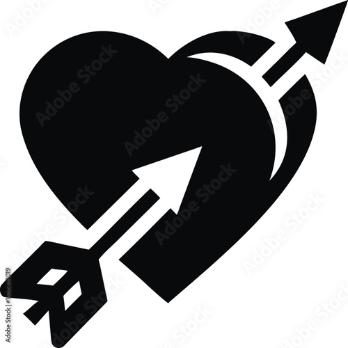 Classic love symbol heart pierced by an arrow illustration isolated on white background isolated on transparent background