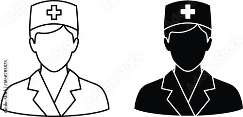 Nurse doctor medical professional healthcare worker outline icon
