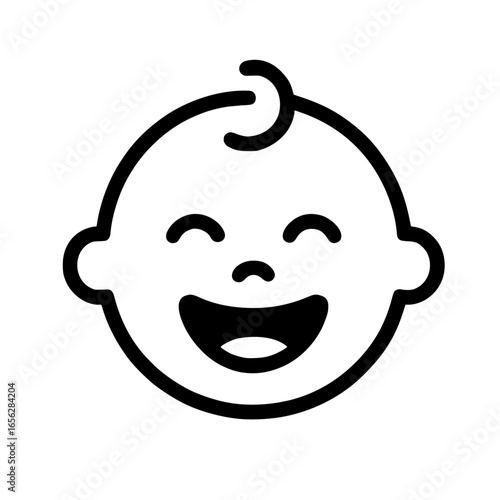 Smiling baby face icon isolated on white background
