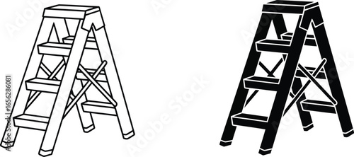 Ladder step stool vector illustration equipment outline