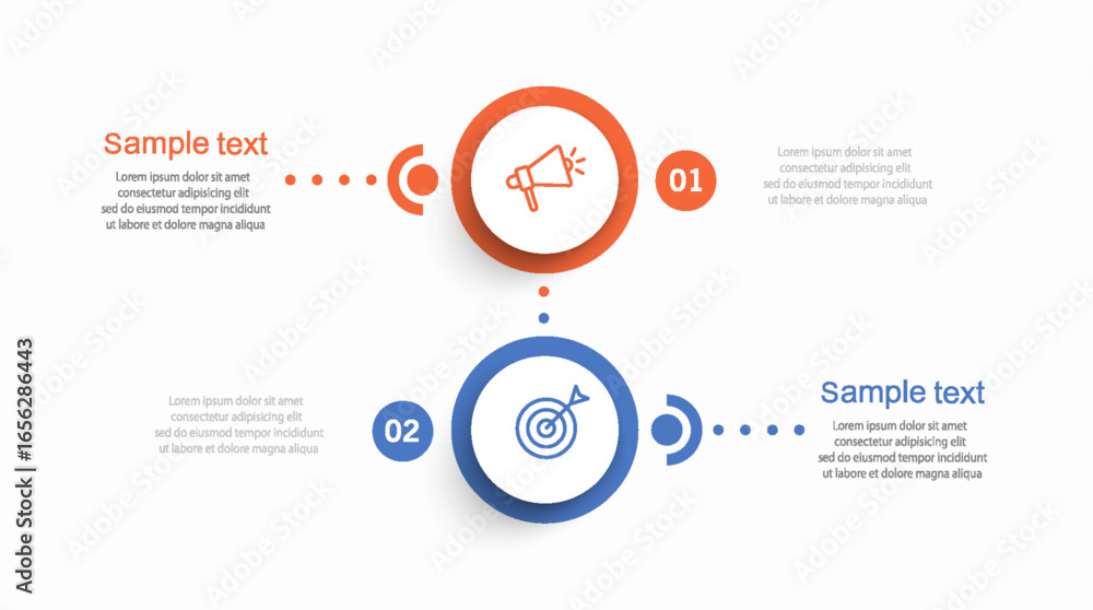 Fototapeta premium Business infographic template with icons and 2 options or steps 