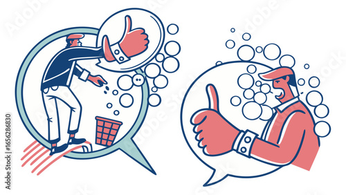 People giving thumbs up hand gesture illustration symbol of approval agreement and positive feedback
