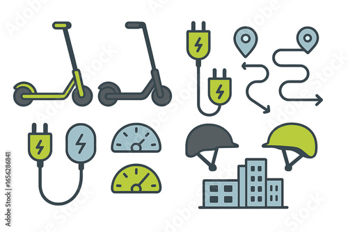 Electric Scooter Icons for Urban Mobility