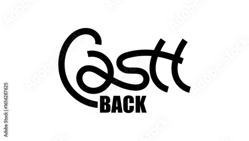 cash back lettering, black isolated silhouette