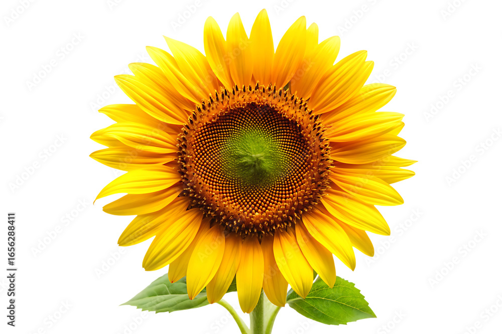 Naklejka premium Beautiful Sunflower Isolated on White Background as Transparent. PNG. AI GENERATED