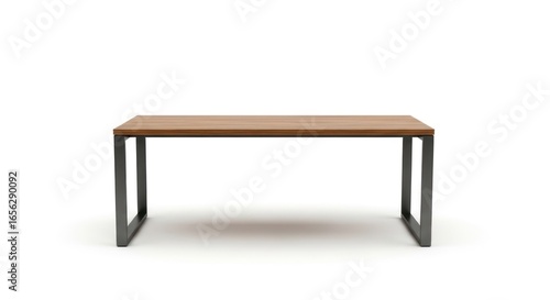 Wallpaper Mural Modern Wooden Desk with Metal Frame on White Background | Minimalist Furniture Torontodigital.ca