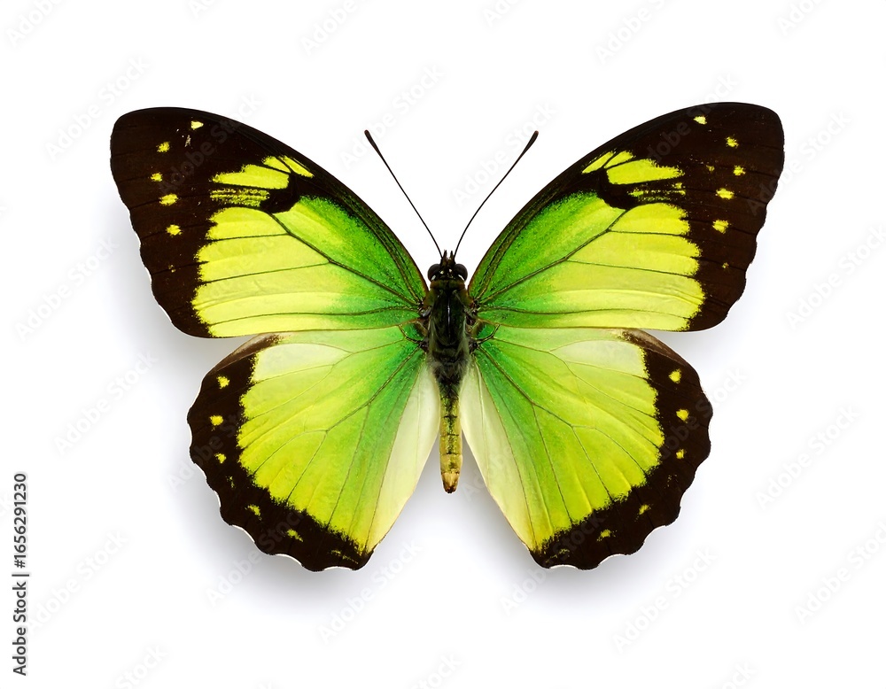 Fototapeta premium Vivid green and yellow butterfly