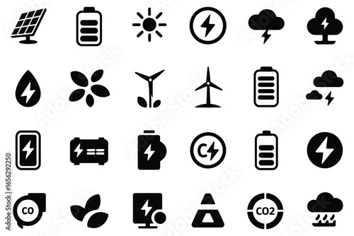 Eco Friendly Green Energy Symbol Design Set