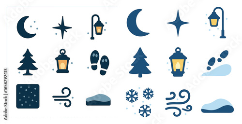 Winter and christmas silhouette icons set – festive, holiday, seasonal designs