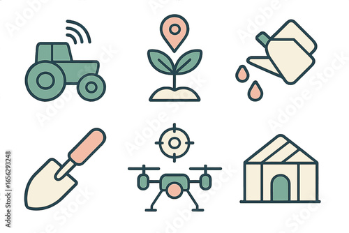 Modern Farming Technology and Tools Icons