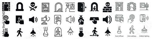 Horror and mystery outline icons set – eerie, silhouette, spooky symbols