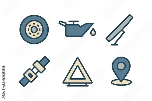 Car Maintenance and Safety Icons