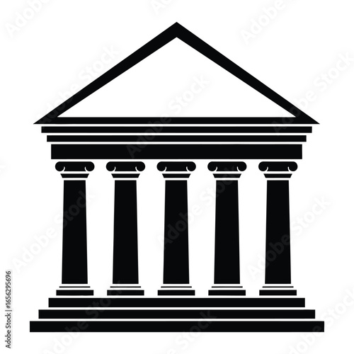 Historic building icon with iconic columns isolated on white background